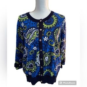 Carole Little sweater, size 2X, cotton/nylon blend, snaps, perfect condition.